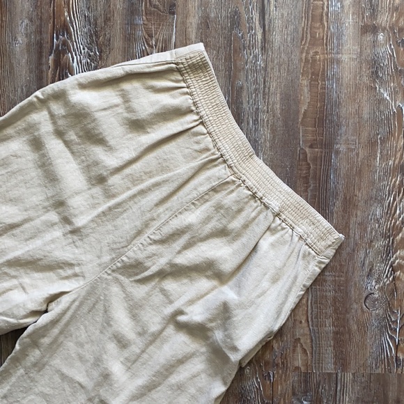 BP Tan High Waisted Wide Leg Stretchy Elastic Waist Linen Blend Pants - Picture 5 of 5